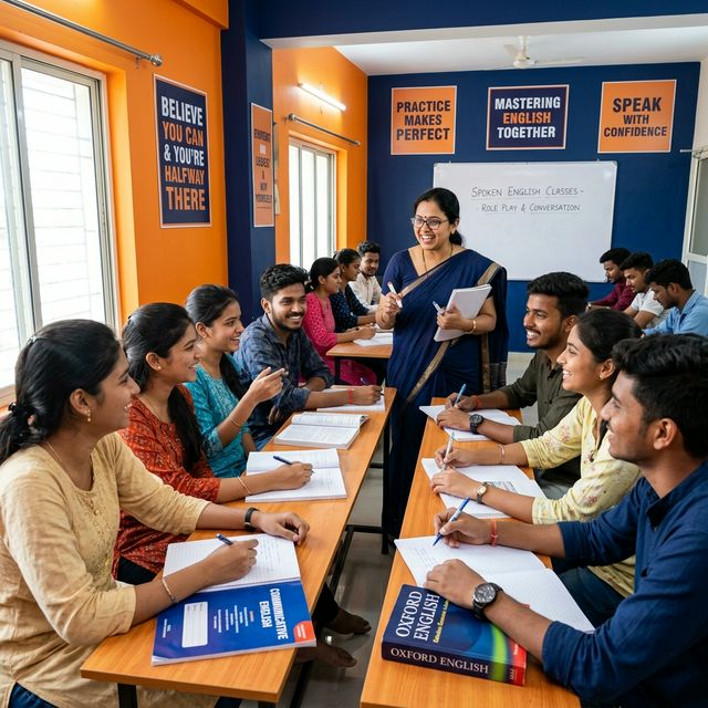 Students in English coaching class at American Institute of English Language